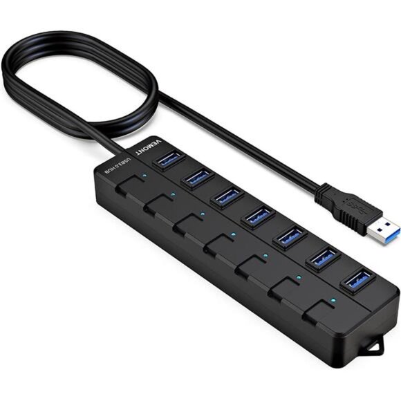 USB hub,7 Port USB 3.0 Hub 3.0 USB Splitter with Individual On/Off Switches